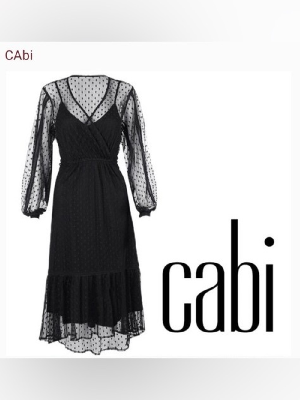 CAbi Black Polka Dot Theater Dress 4076